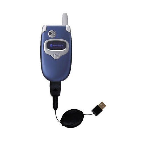 Retractable USB Power Port Ready charger cable designed for the Motorola V300 and uses TipExchange