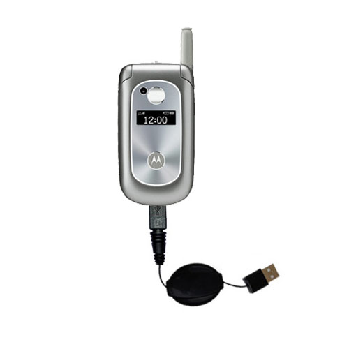 Retractable USB Power Port Ready charger cable designed for the Motorola V323i and uses TipExchange