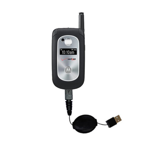 USB Power Port Ready retractable USB charge USB cable wired specifically for the Motorola v325i and uses TipExchange