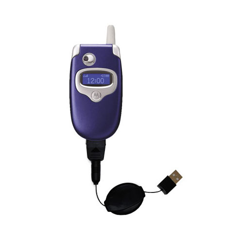 Retractable USB Power Port Ready charger cable designed for the Motorola V330 and uses TipExchange