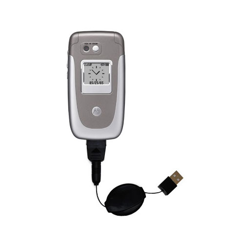 Retractable USB Power Port Ready charger cable designed for the Motorola V360 and uses TipExchange