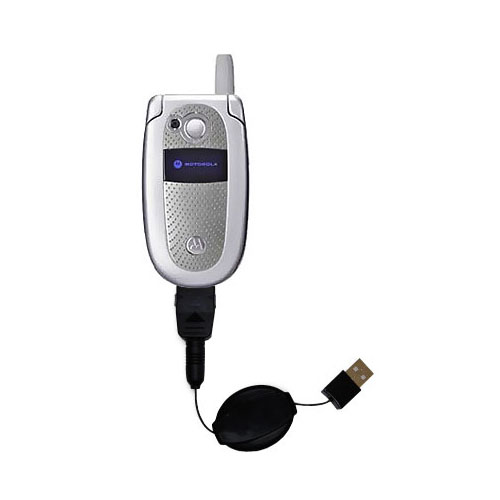 Retractable USB Power Port Ready charger cable designed for the Motorola V500 and uses TipExchange