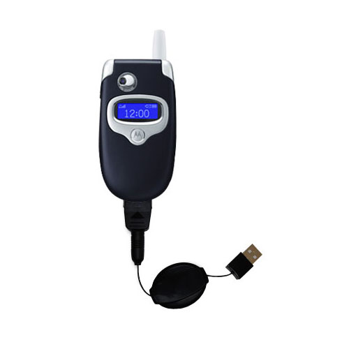 Retractable USB Power Port Ready charger cable designed for the Motorola V535 and uses TipExchange