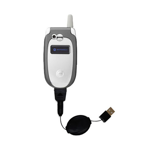 Retractable USB Power Port Ready charger cable designed for the Motorola V547 and uses TipExchange