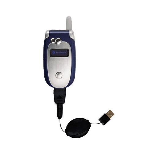 Retractable USB Power Port Ready charger cable designed for the Motorola V551 and uses TipExchange