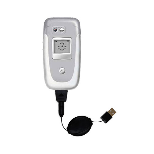 Retractable USB Power Port Ready charger cable designed for the Motorola V560 and uses TipExchange