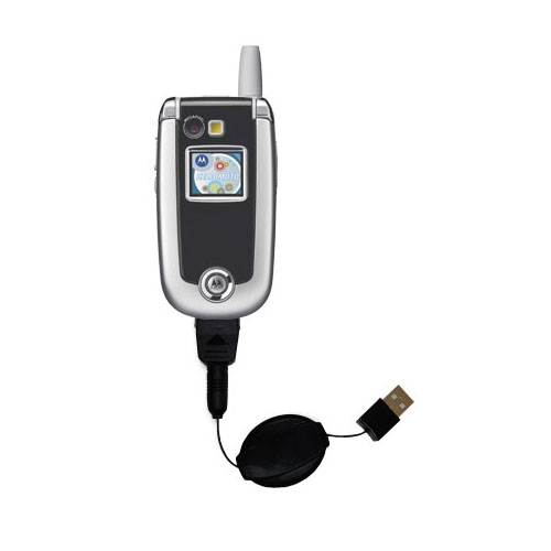 Retractable USB Power Port Ready charger cable designed for the Motorola V635 and uses TipExchange