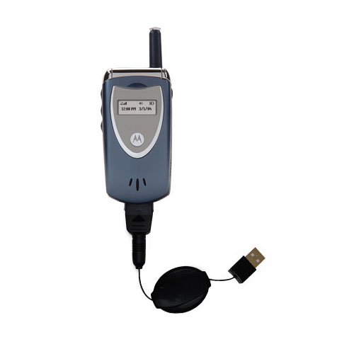 Retractable USB Power Port Ready charger cable designed for the Motorola V65p and uses TipExchange