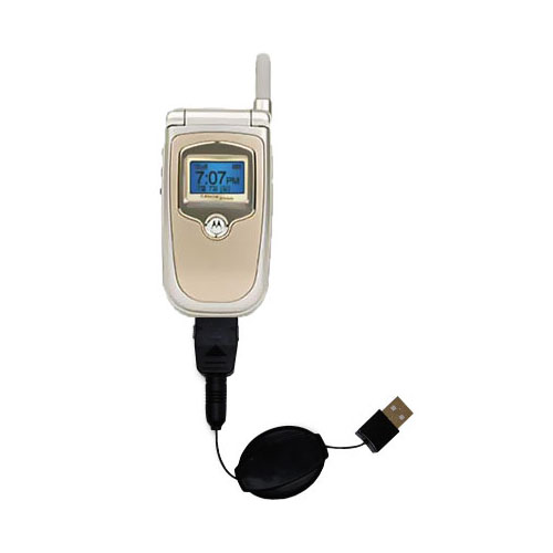 Retractable USB Power Port Ready charger cable designed for the Motorola V731 and uses TipExchange