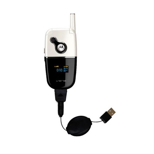 Retractable USB Power Port Ready charger cable designed for the Motorola V872 and uses TipExchange