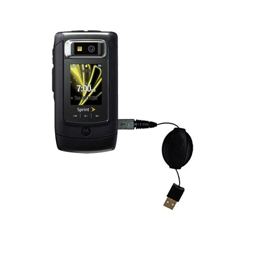 Retractable USB Power Port Ready charger cable designed for the Motorola V950 and uses TipExchange