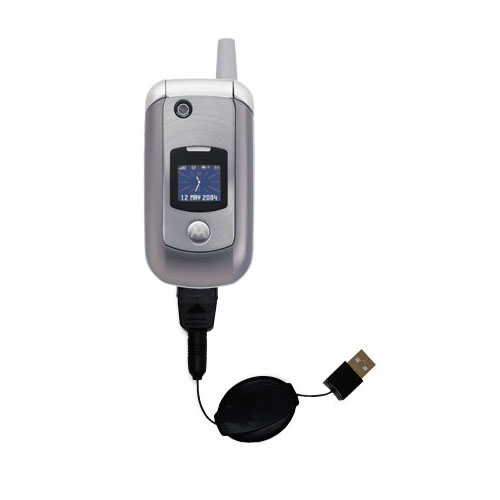 Retractable USB Power Port Ready charger cable designed for the Motorola V975 and uses TipExchange