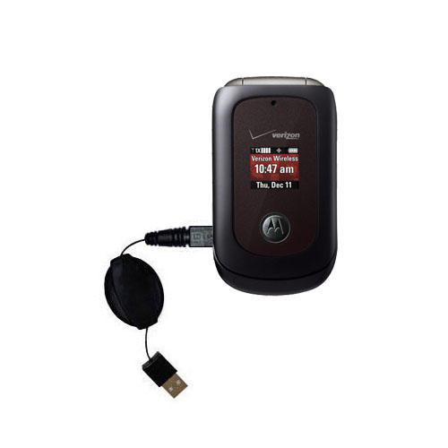 Retractable USB Power Port Ready charger cable designed for the Motorola VU204 MOTO and uses TipExchange