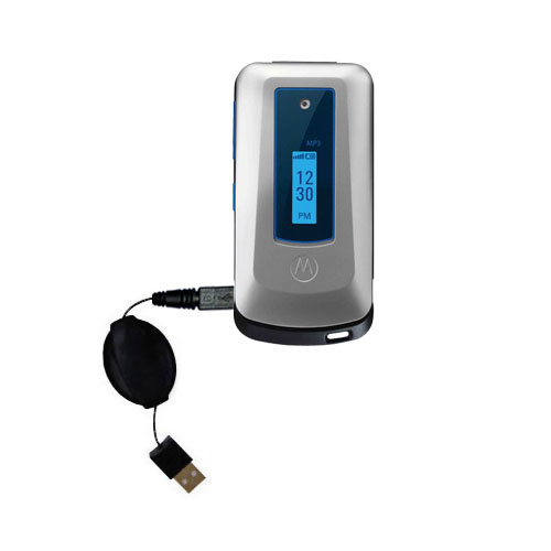 Retractable USB Power Port Ready charger cable designed for the Motorola W403 and uses TipExchange