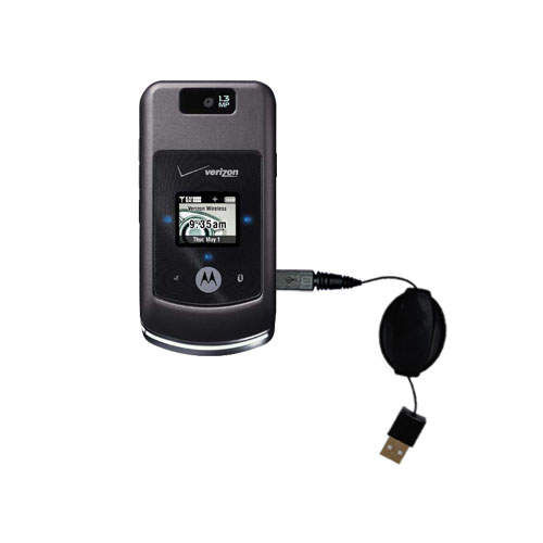 Retractable USB Power Port Ready charger cable designed for the Motorola W755 and uses TipExchange