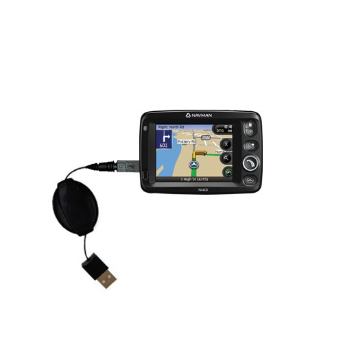 Retractable USB Power Port Ready charger cable designed for the Navman N40i and uses TipExchange