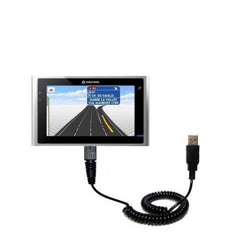 Coiled USB Cable compatible with the Navman S200 Europe