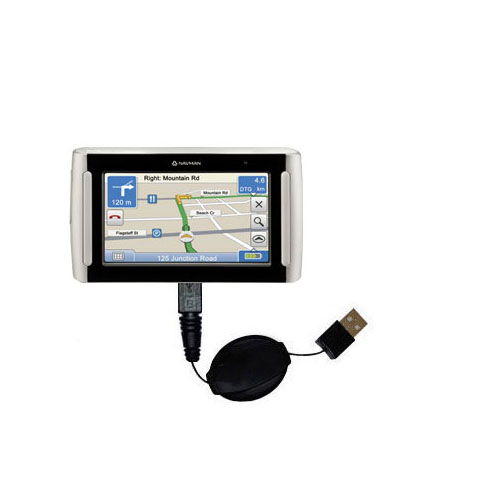 Retractable USB Power Port Ready charger cable designed for the Navman S80 and uses TipExchange