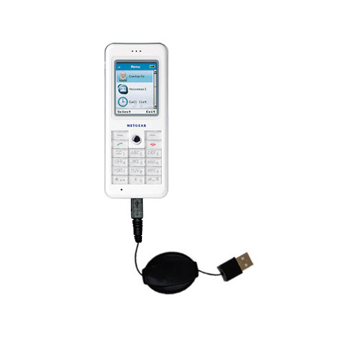 Retractable USB Power Port Ready charger cable designed for the Netgear Skype Phone SPH101 and uses TipExchange