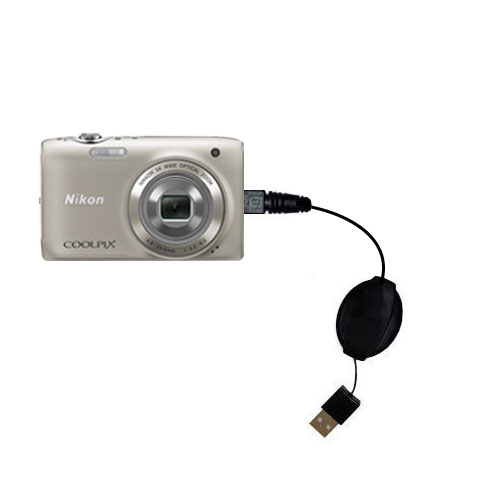 Retractable USB Power Port Ready charger cable designed for the Nikon Coolpix S3100 and uses TipExchange