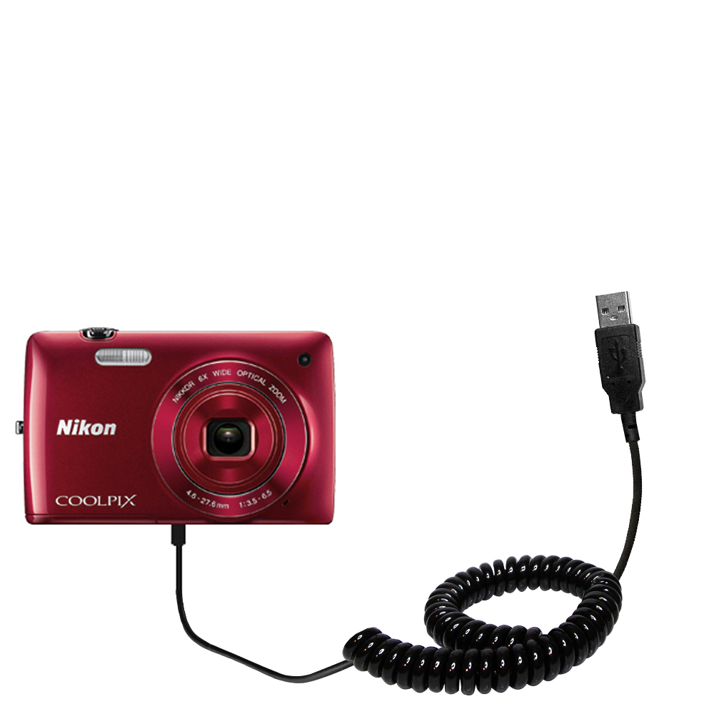 Coiled USB Cable compatible with the Nikon Coolpix S3400