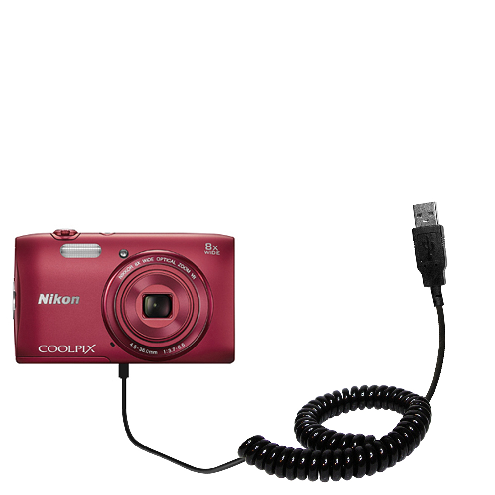Coiled USB Cable compatible with the Nikon Coolpix S3600