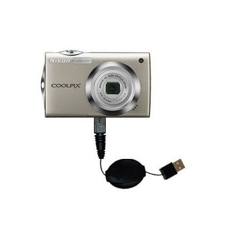Retractable USB Power Port Ready charger cable designed for the Nikon Coolpix S4000 and uses TipExchange
