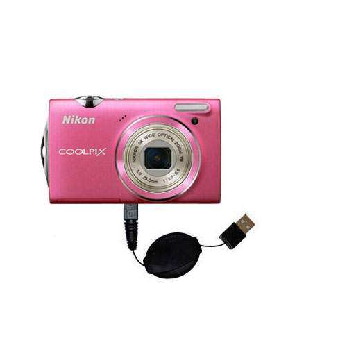 Retractable USB Power Port Ready charger cable designed for the Nikon Coolpix S5100 and uses TipExchange