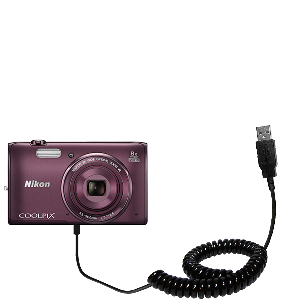 Coiled USB Cable compatible with the Nikon Coolpix S5300