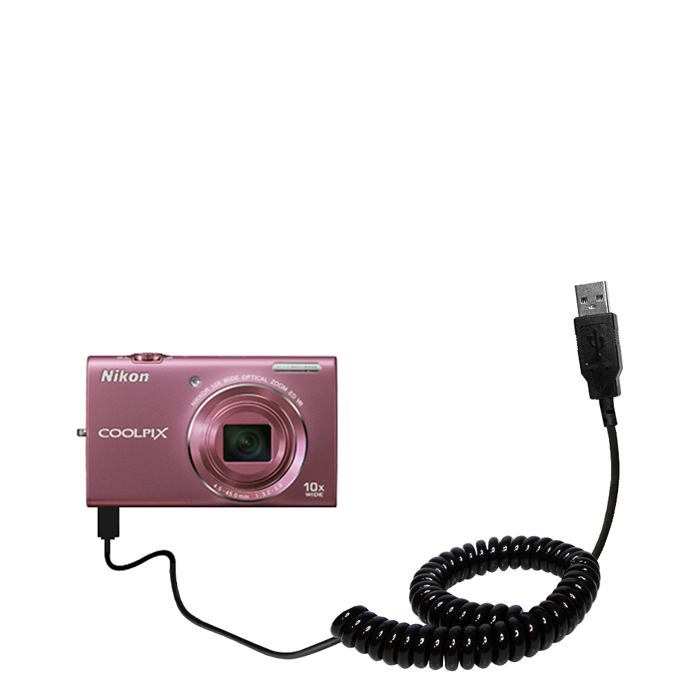 Coiled USB Cable compatible with the Nikon Coolpix S6200