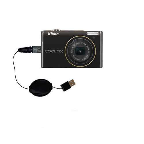 Retractable USB Power Port Ready charger cable designed for the Nikon Coolpix S640 and uses TipExchange