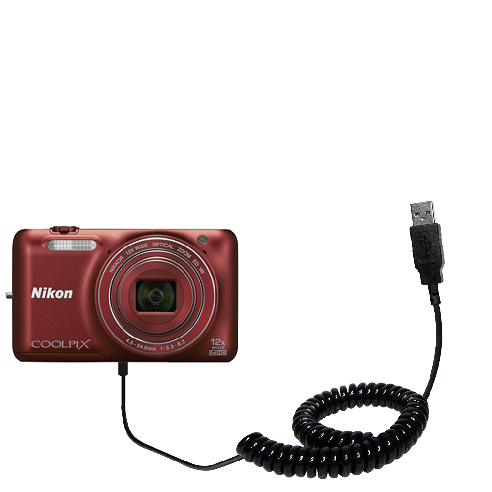 Coiled USB Cable compatible with the Nikon Coolpix S6600