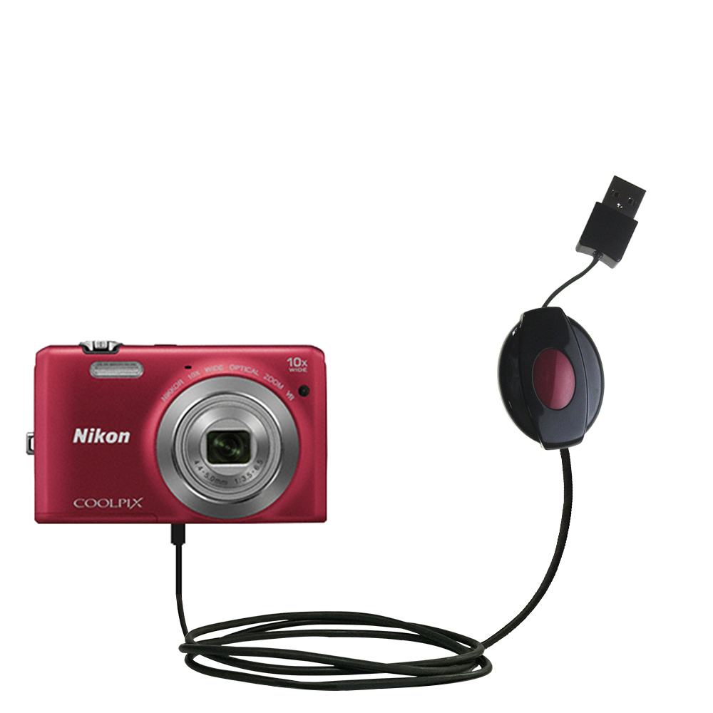 Retractable USB Power Port Ready charger cable designed for the Nikon Coolpix S6700 and uses TipExchange