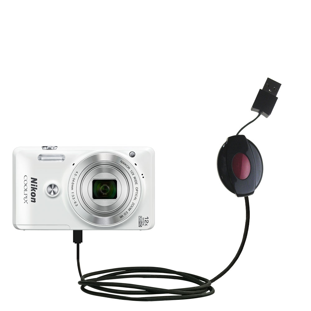 Retractable USB Power Port Ready charger cable designed for the Nikon Coolpix S6900 and uses TipExchange