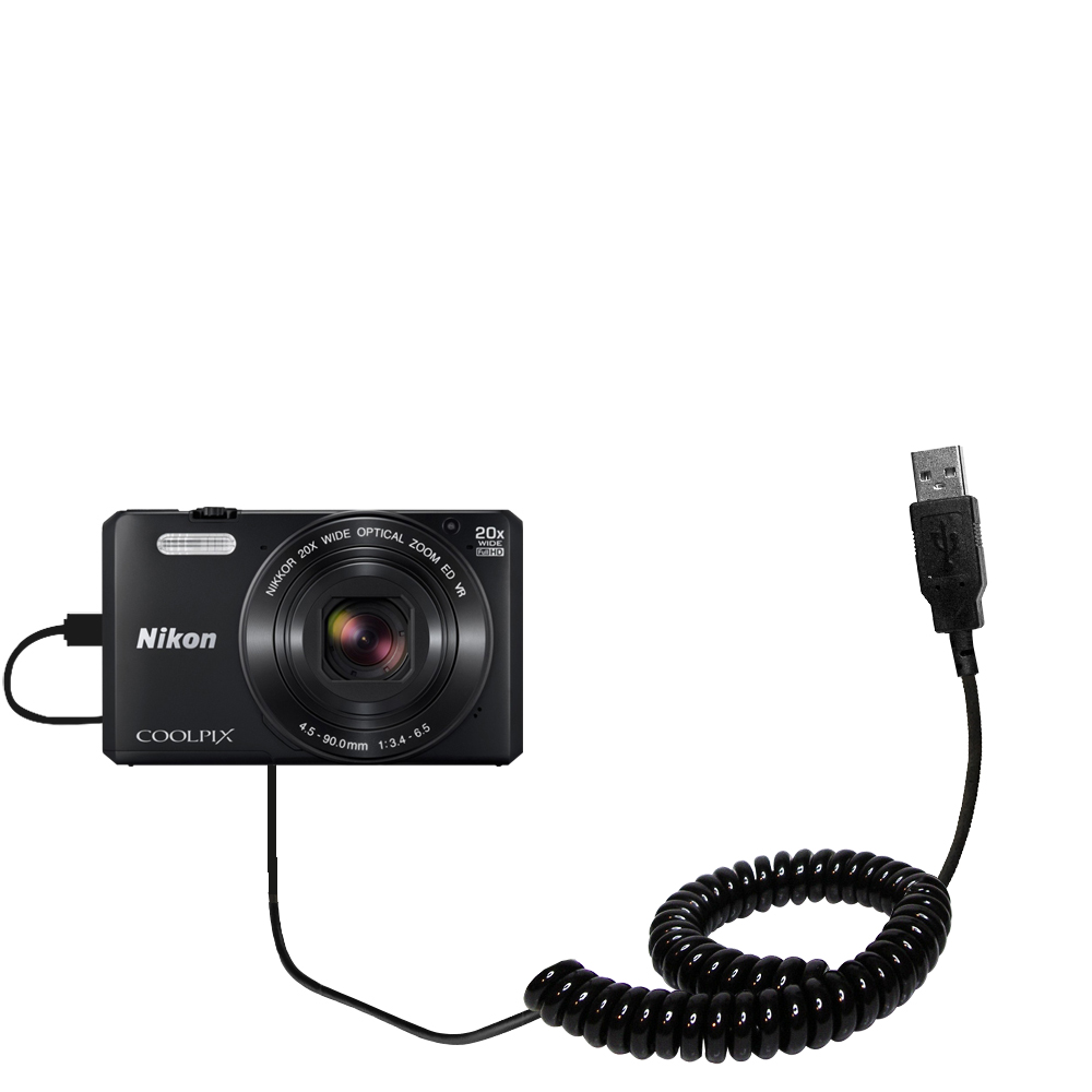 Compact and retractable USB Power Port Ready charge cable designed for the Nikon Coolpix S7000 and uses TipExchange 