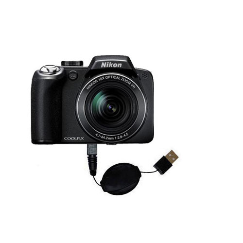 Retractable USB Power Port Ready charger cable designed for the Nikon Coolpix S80 and uses TipExchange