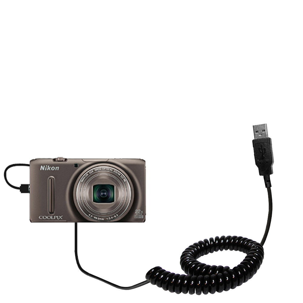 Coiled USB Cable compatible with the Nikon Coolpix S9500