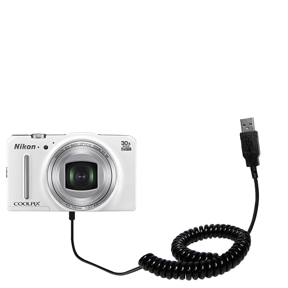 Coiled USB Cable compatible with the Nikon Coolpix S9700