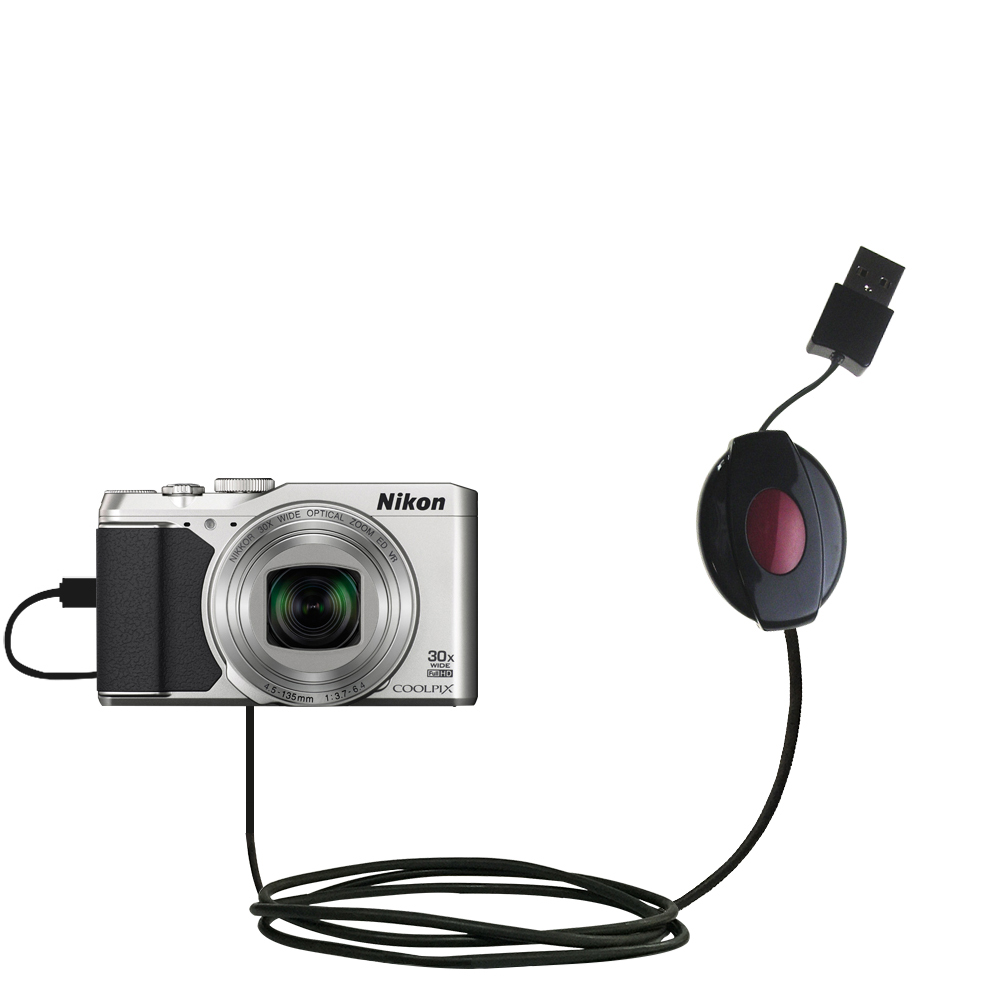 Retractable USB Power Port Ready charger cable designed for the Nikon Coolpix S9900 and uses TipExchange