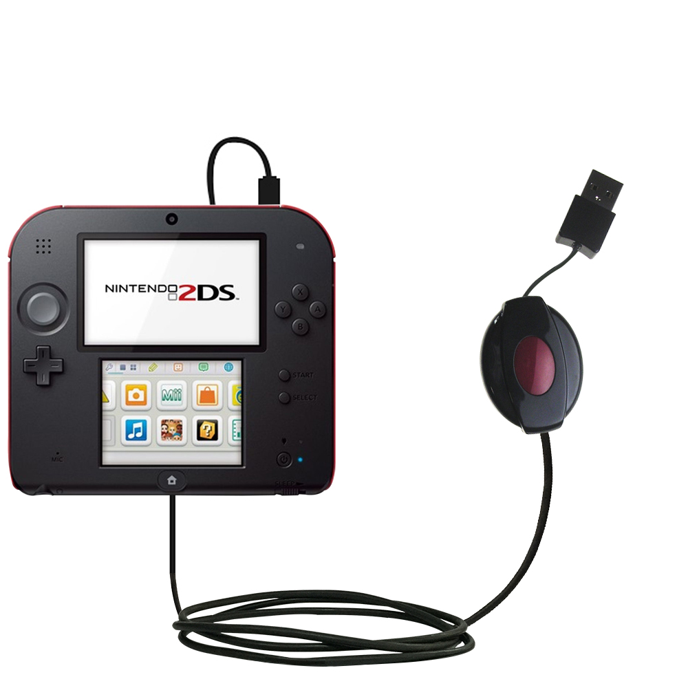 Retractable USB Power Port Ready charger cable designed for the Nintendo 2DS and uses TipExchange