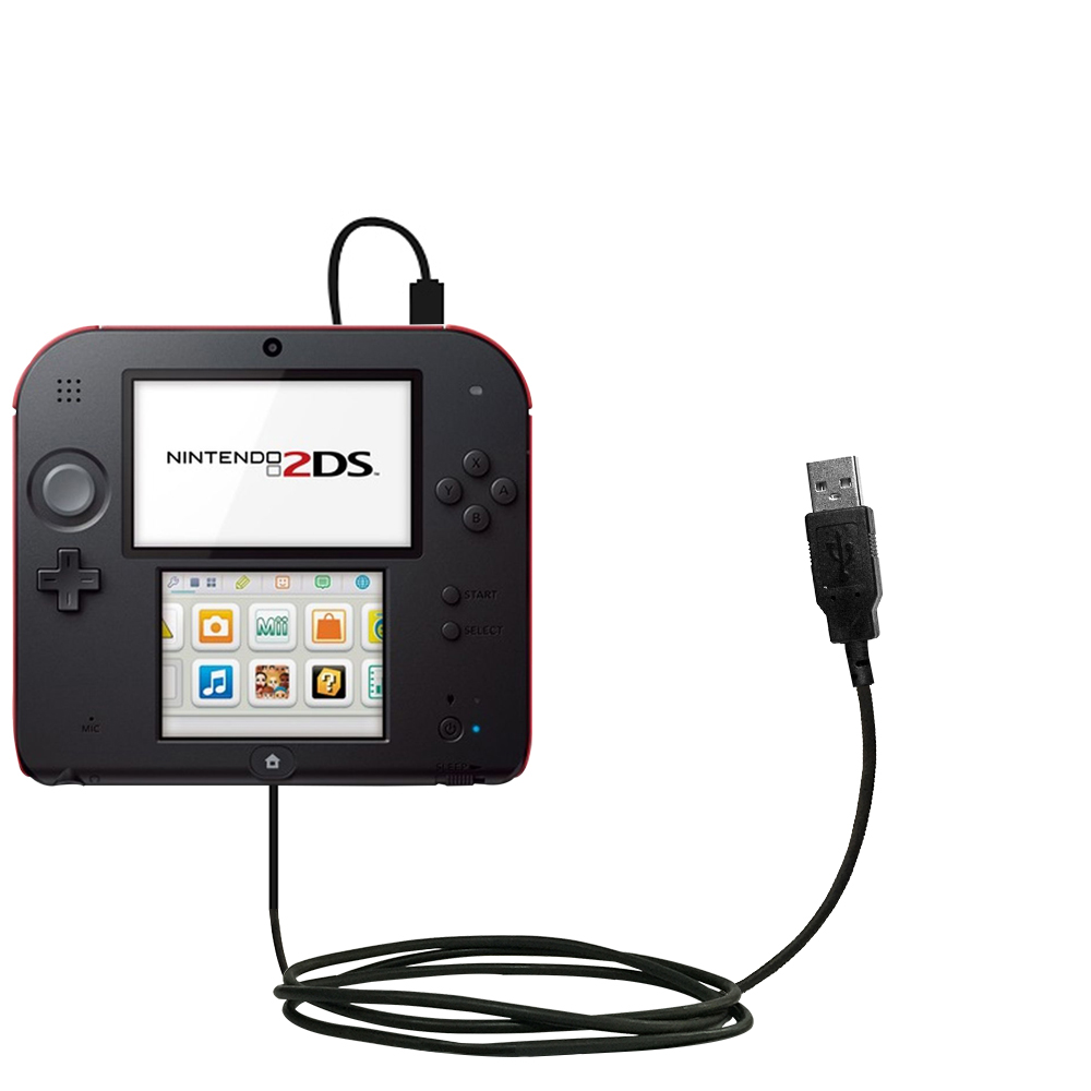 Classic Straight USB Cable suitable for the Nintendo 2DS with Power Hot Sync and Charge Capabilities - Uses Gomadic TipExchange Technology