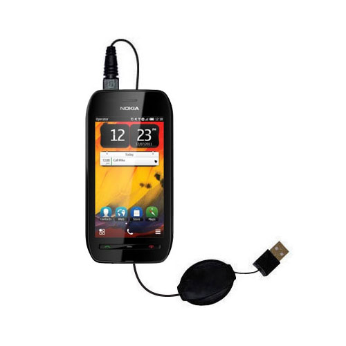Retractable USB Power Port Ready charger cable designed for the Nokia 603 and uses TipExchange