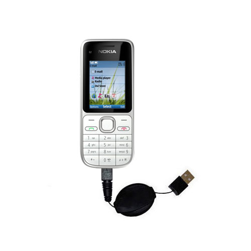 Retractable USB Power Port Ready charger cable designed for the Nokia C2-01 and uses TipExchange