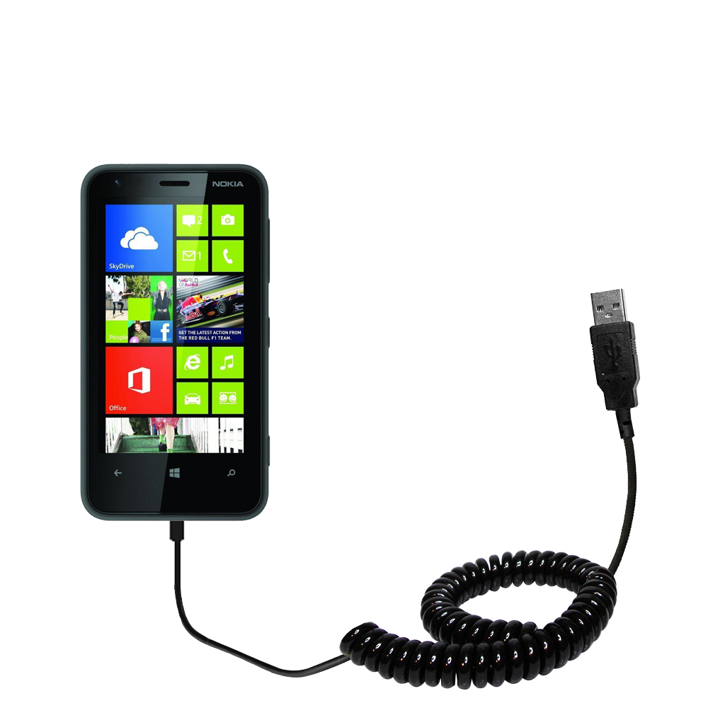 Coiled USB Cable compatible with the Nokia Lumia 620