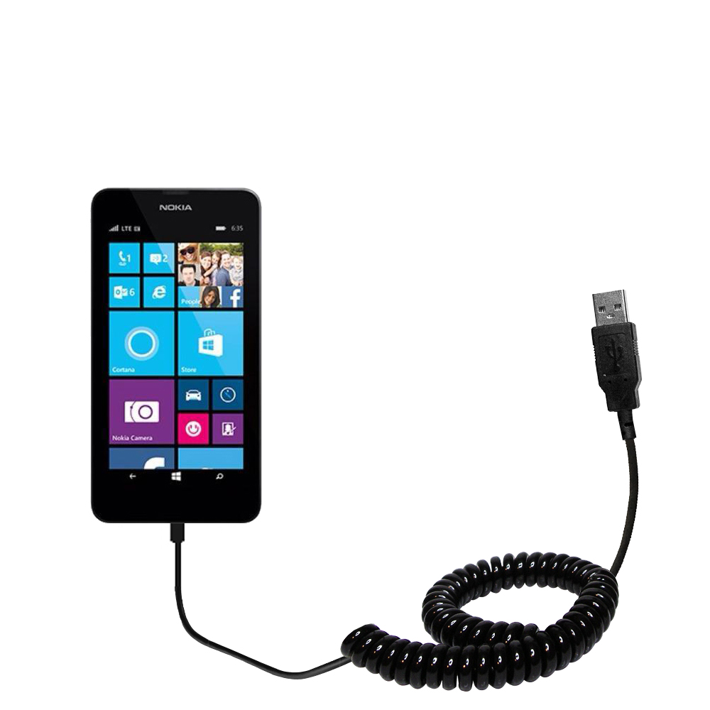 Coiled USB Cable compatible with the Nokia Lumia 635