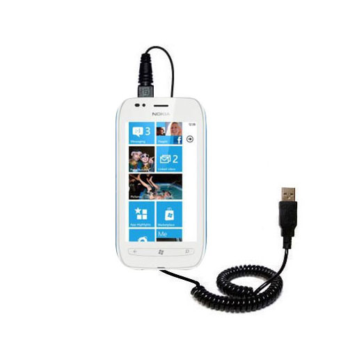 Coiled USB Cable compatible with the Nokia Lumia 710