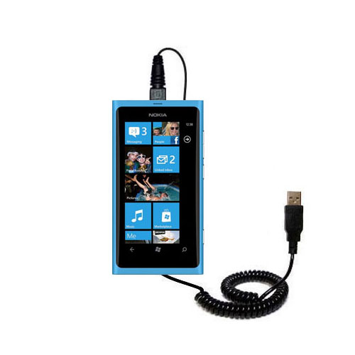 Coiled USB Cable compatible with the Nokia Lumia 800