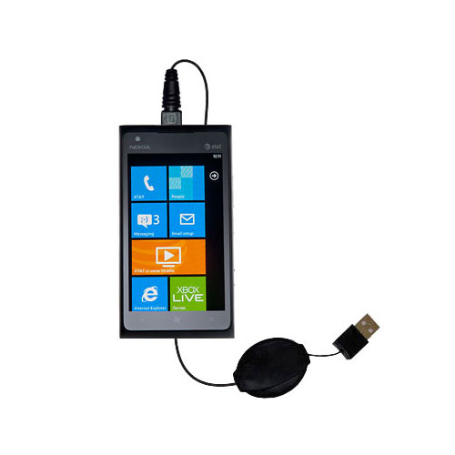 Retractable USB Power Port Ready charger cable designed for the Nokia Lumia 900 and uses TipExchange