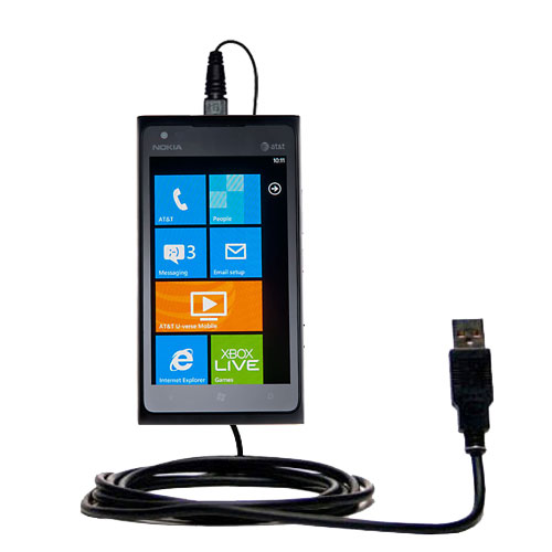 Classic Straight USB Cable suitable for the Nokia Lumia 900 with Power Hot Sync and Charge Capabilities - Uses Gomadic TipExchange Technology
