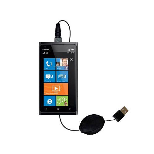 Retractable USB Power Port Ready charger cable designed for the Nokia Lumia 910 and uses TipExchange